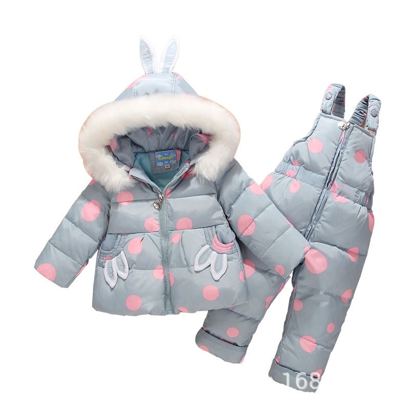 冬のかわいいうさぎの子供用ダウンジャケットセット