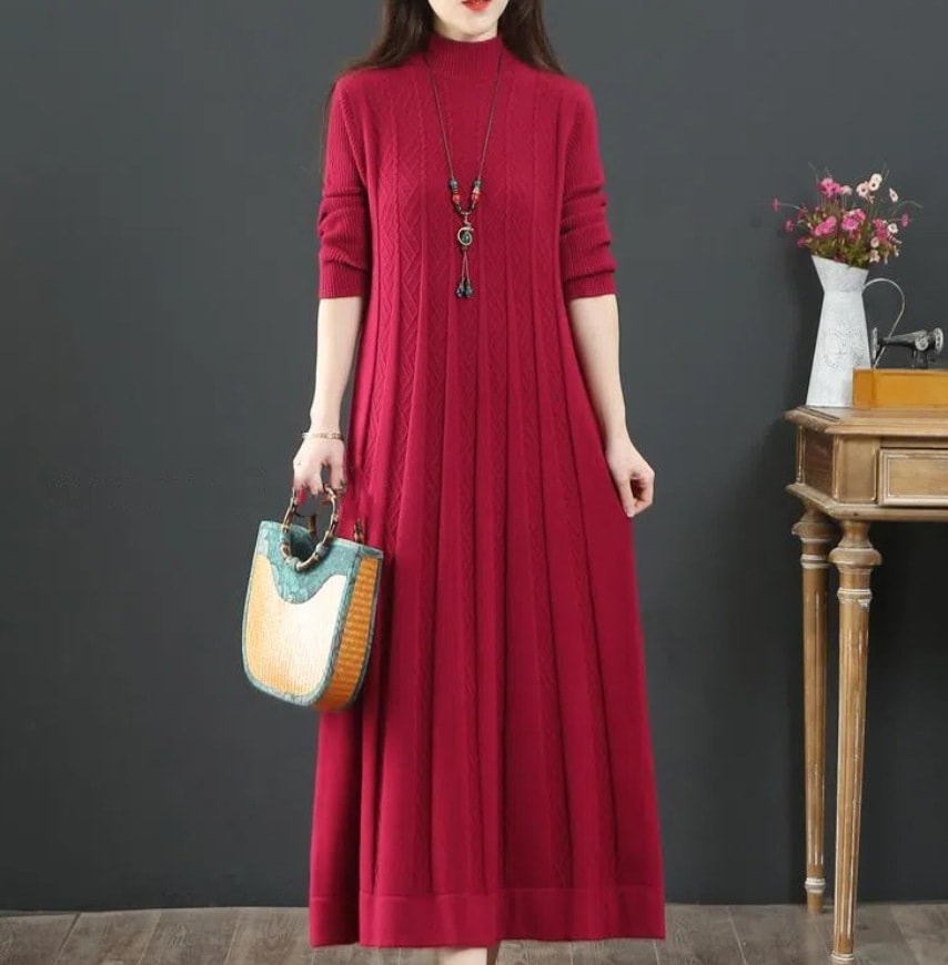 ワンピース デート モテアイテム フレアワンピース ロング丈 長袖 ウール 可愛い きれいめ 上品 おしゃれ かっこいい 可愛い ラブリー キュート ガーリー クール モード系 セクシー