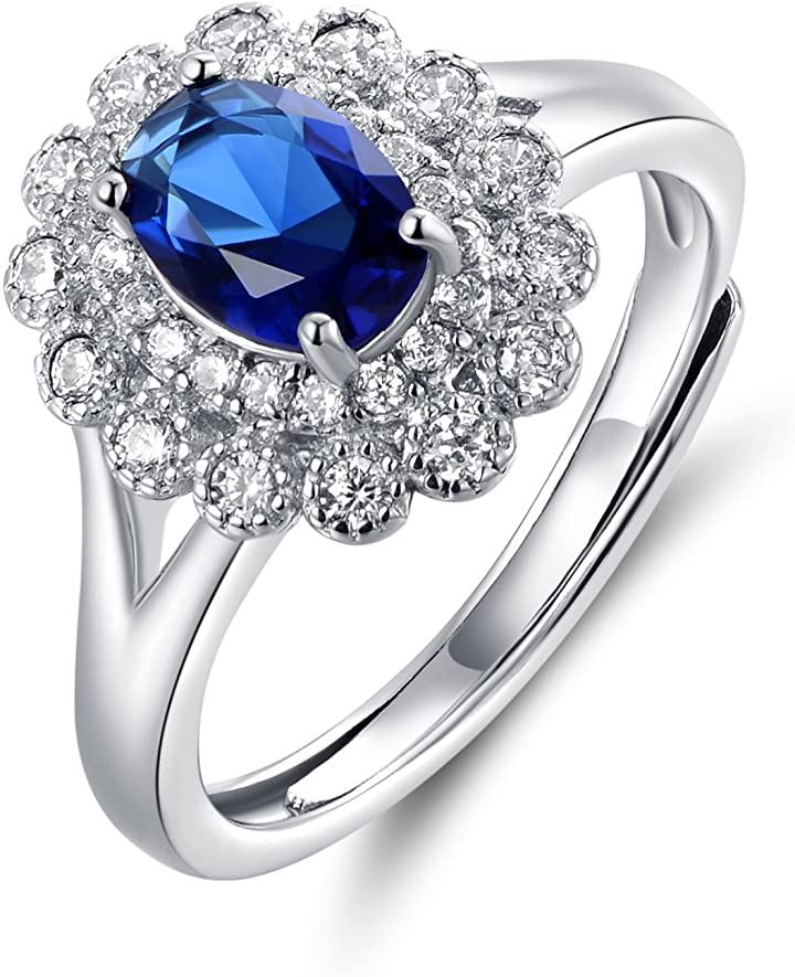 調節可能 925純銀製 リング( ブルー)