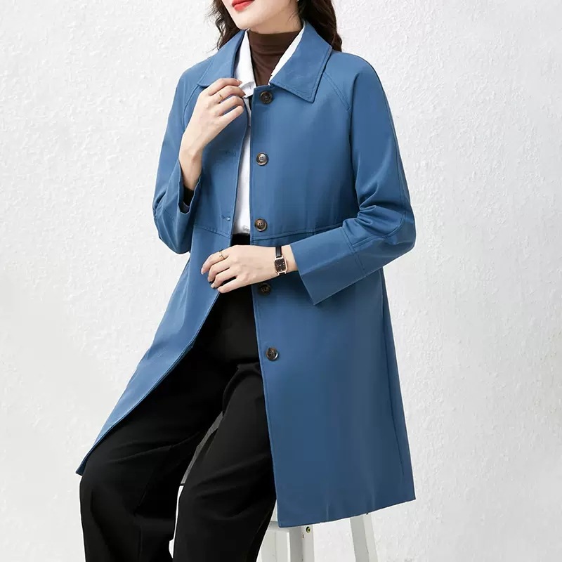 上品カラー スプリングコート ウィンドブレーカー コート 膝下 長袖 襟付き セミフレア 切り替え きれいめ シンプル 上品 おしゃれ お洒落 かっこいい 女子 こなれ感 ボーイッシュ 7,156円