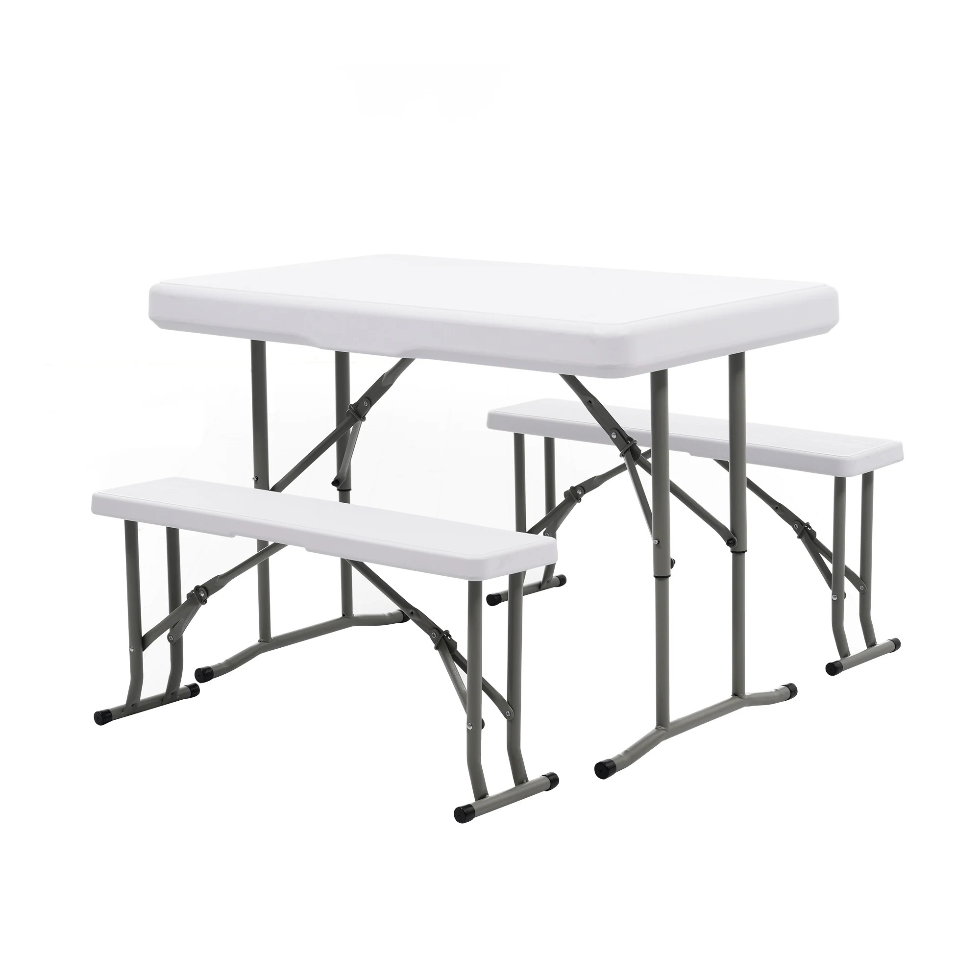 【157】【幅約105cm】ワークテーブル ガーデンテーブル セット 3点セット 折りたたみ ガーデンファニチャー バルコニー アウトドア 屋外 省スペース コンパクト ベランダ