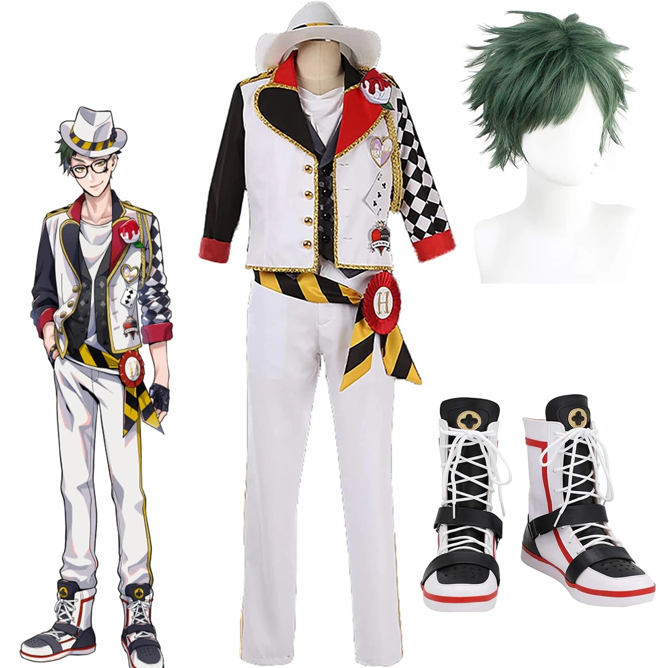 コスプレ衣装 ツイステ ツイステッドワンダーランド ハーツラビュル寮 トレイ クローバー Trey 衣装 ウィッグ靴追加可 コスプレ コスチューム ハロウィン クリスマス