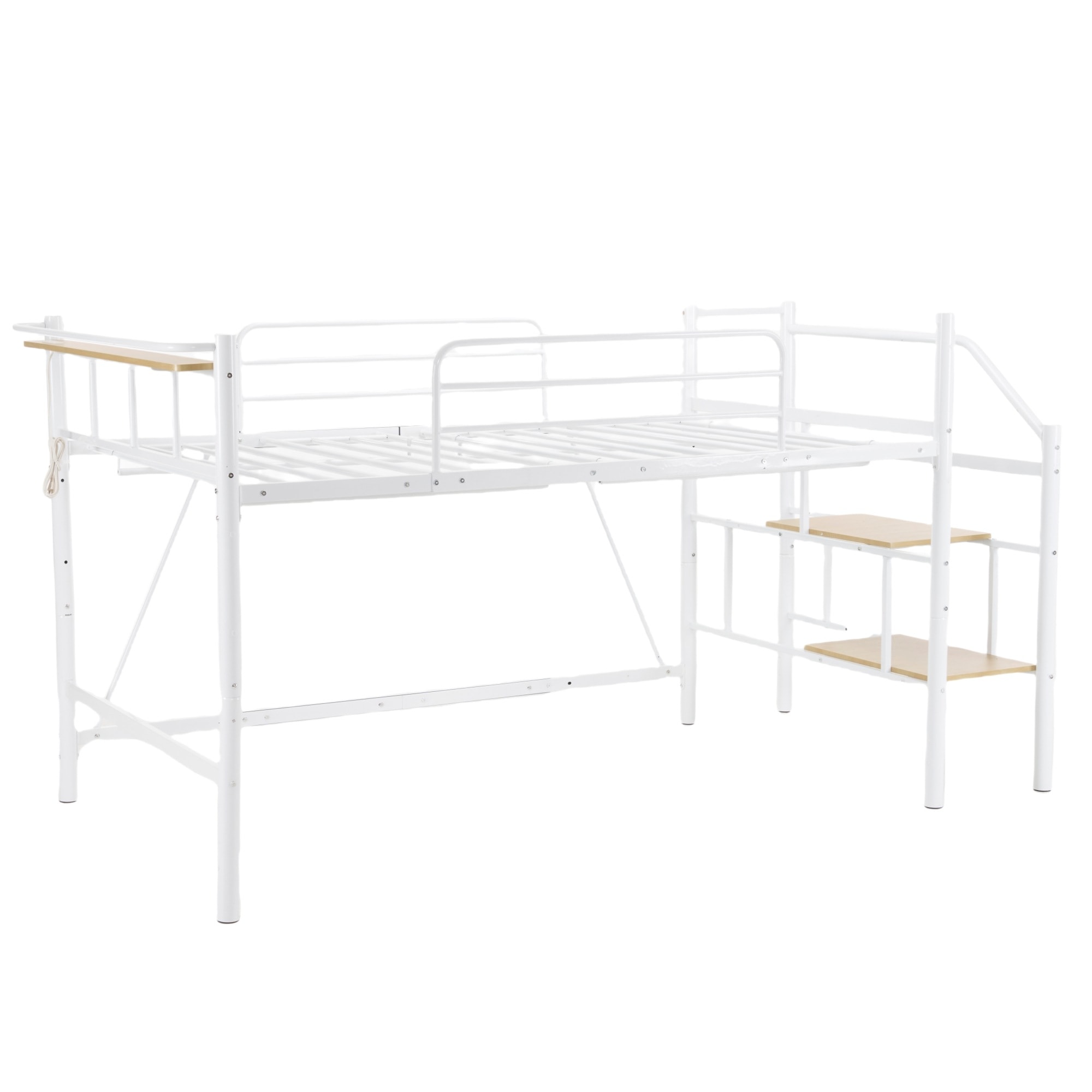 【当日出荷/880】【パイプ床板・SDセミダブル】ロフトベッド パイプベッド セミダブル 耐荷重150kg 高さ130cm ハイベッド ロフトベッドロータイプ 棚 収納 北欧風 大人 一人暮らし 子供