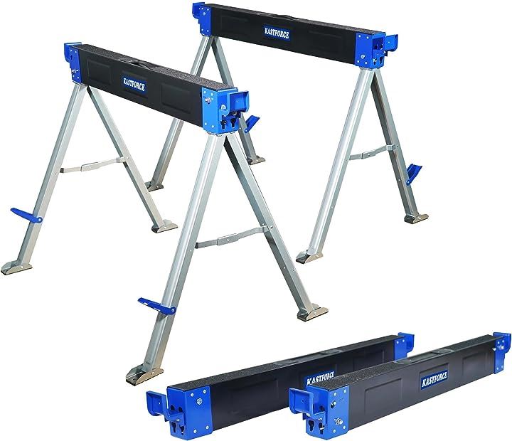 KF3005 折りたたみ式ソーホース 2脚セット 耐荷重 1000kg 500kg x 軽量6.3kg コンパクト収納 フォールディング 作業台 作業馬 ウマ ワークテーブル