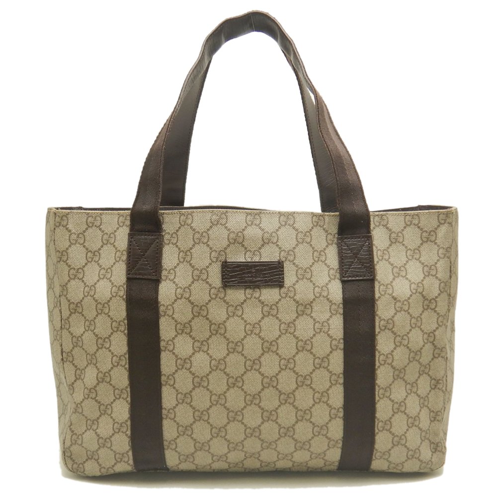 141624 トートバッグ GGスプリームキャンバス ベージュ ダークブラウン/252973【中古】