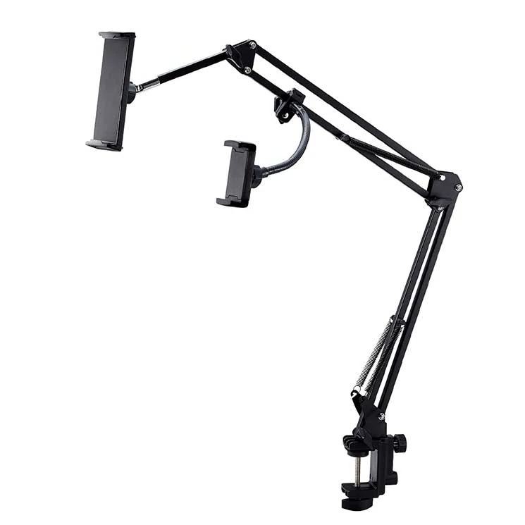 タブレット スマホスタンド ホルダー 2台設置可 フレキシブルアーム 角度高さ調整可 【 4.612.9インチ iPhone iPad Galaxy Android 各種対応 】 ブラック 4,987円