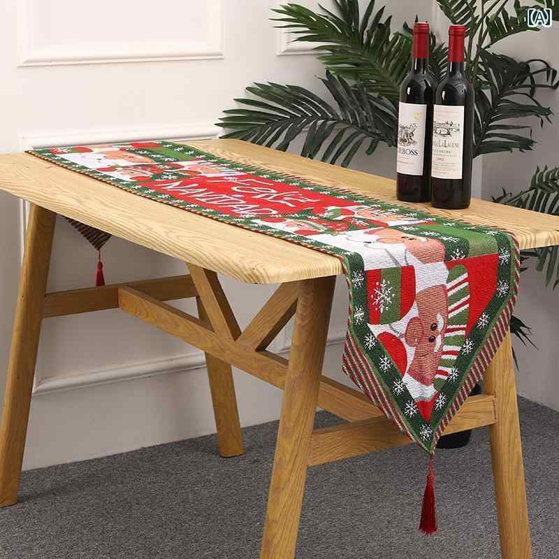 テーブルクロス クリスマス 装飾 品 ニット センター ランナー おしゃれ サンタクロース ツリー ホーム パーティー ホリデー ダイニング リビング キッチン レストラン 家庭