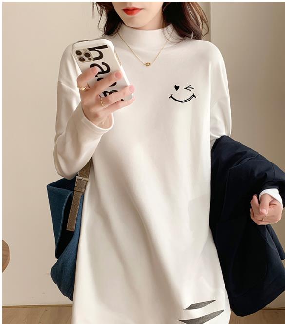 リアルショットリアルは半高さのセミハイの長いスリーブのT-シャツの女性秋と冬の外国のガス粉砕ゆるい美徳を厚くしたボトムシャツ 5,519円