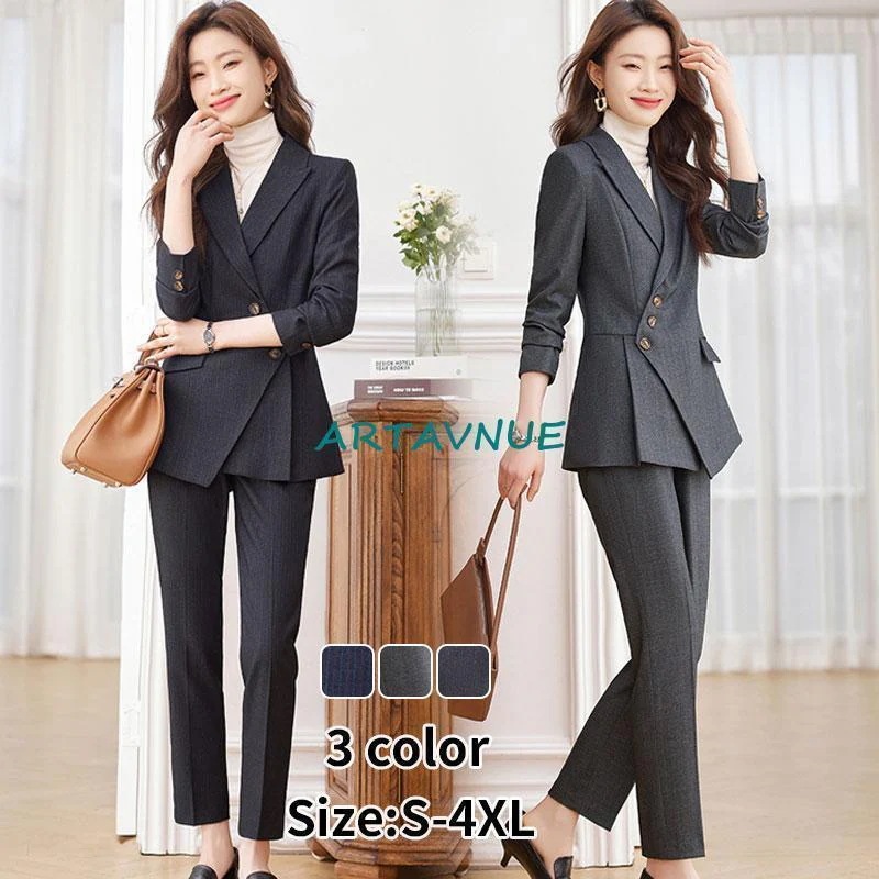 スーツセット レディース パンツセット 事務服 細身シルエット 制服OL ビジネス 入学式 卒業式 通勤 20代30代40代