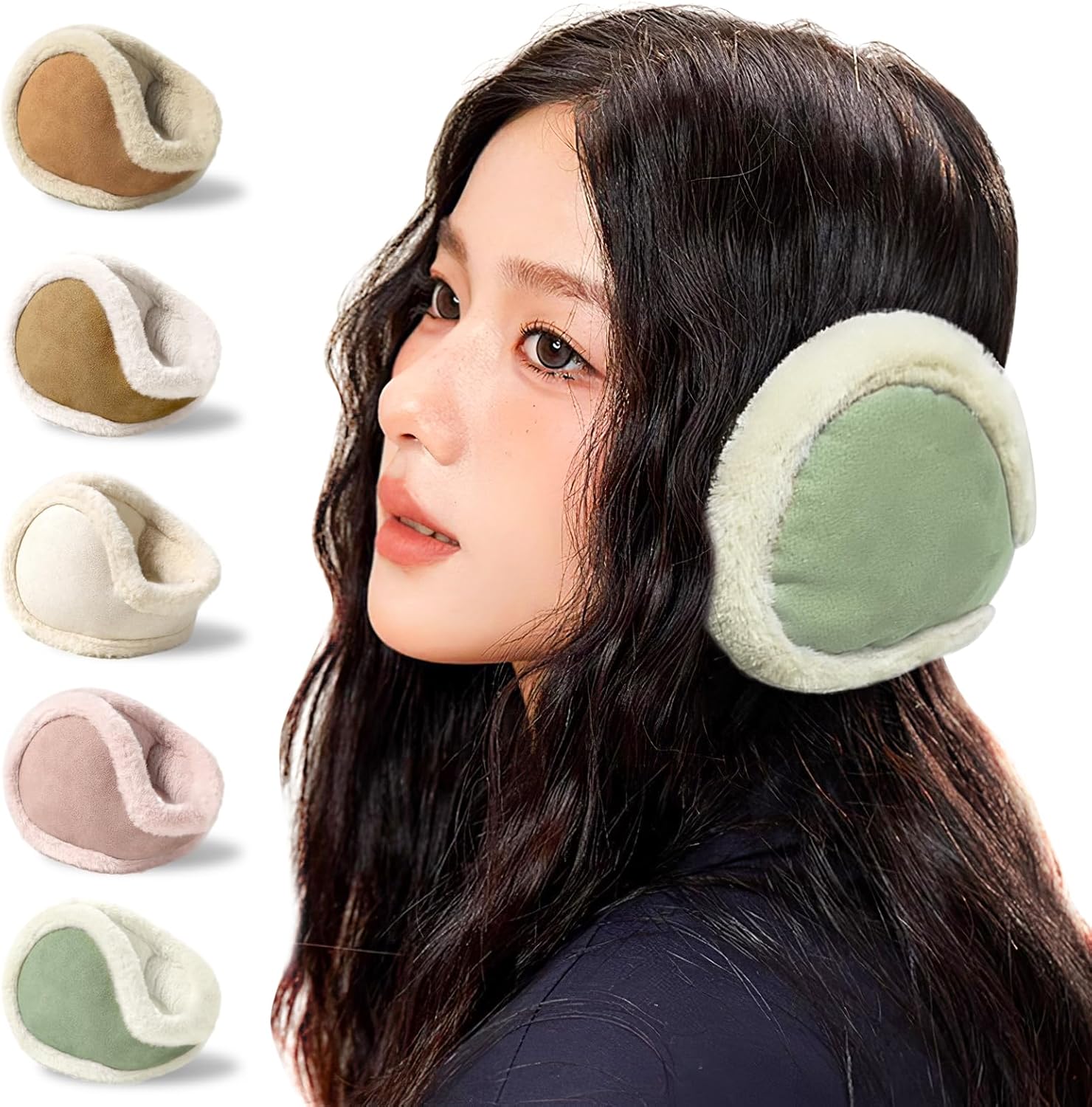 折りたたみ式防寒イヤーマフ ボアファー素材で痛くならず暖かい コンパクト収納可能