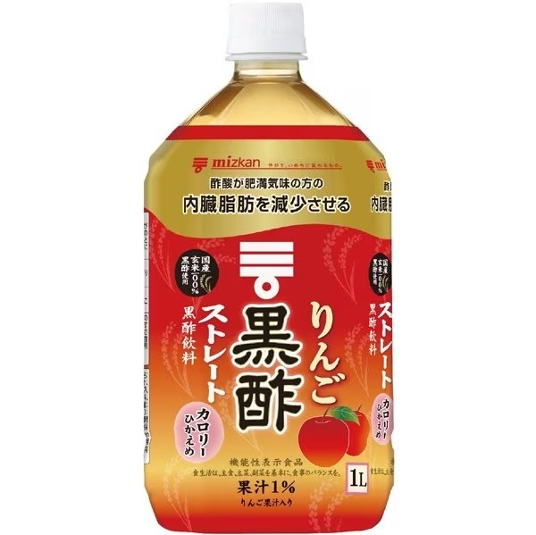 機能性表示食品 ミツカン りんご黒酢 ストレート ペットボトル 1000ml 1L 2ケース/24本