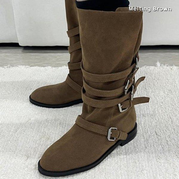 女性スエードミドルブーツフォールディングブーツK19