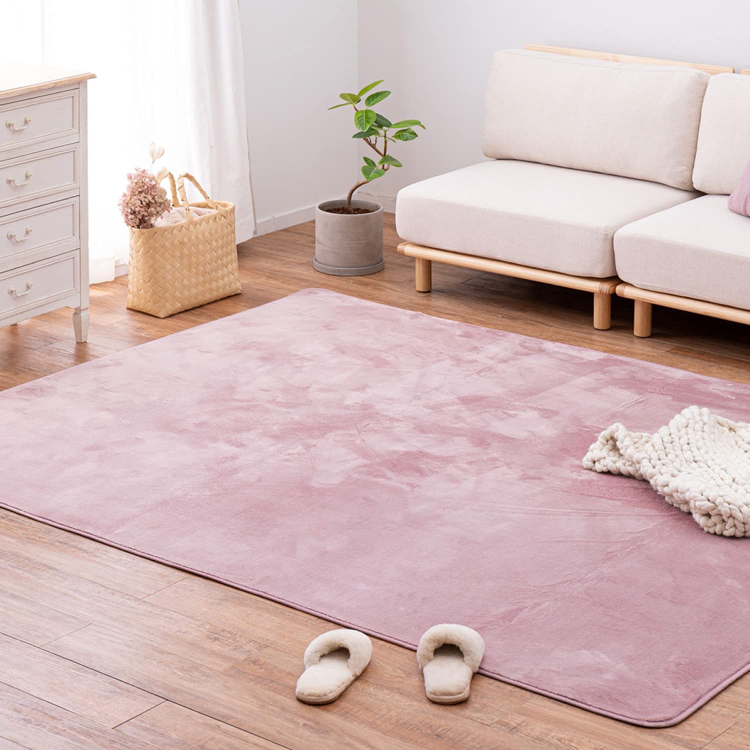 萩原 ラグ ホットカーペットカバー ピンク 約185×240cm メレンゲタッチラグ 洗 濯 機で洗える ホットカーペット床暖房対応 滑りにくい加工付き 無地