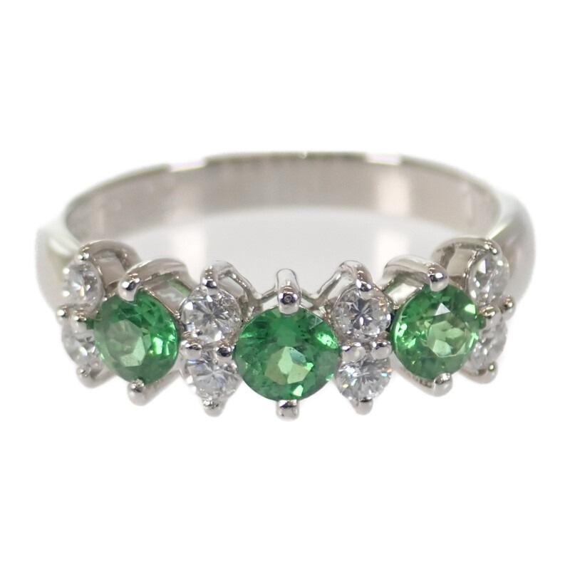 【no brand】デザインジュエリー リング Pt900プラチナ 12号 ツァボライト ダイヤモンド レディース