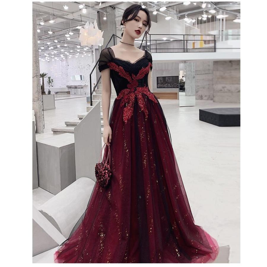 パーティードレス オフショルダー ロング丈ドレス aラインワンピース フォーマル お呼ばれ 大きいサイズ 二次会 結婚式 卒業式 同窓会 成人式 謝恩会 演奏会-895