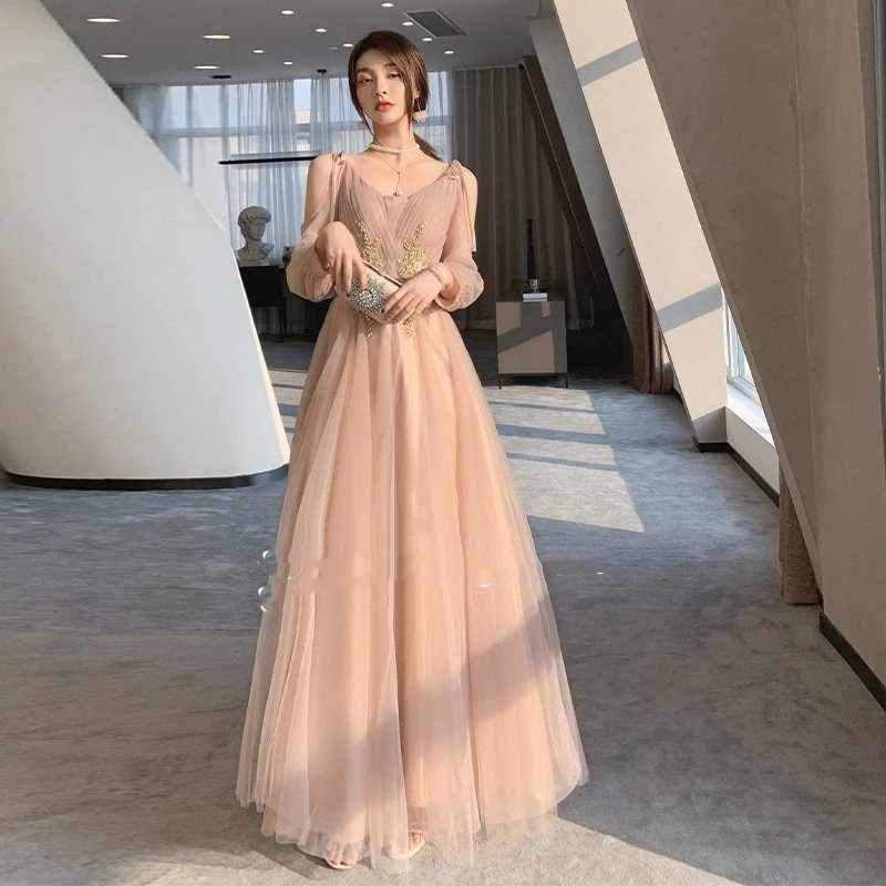 ウェディングドレスロング丈ドレスブライドメイドドレスプリンセス花嫁ドレスワンピース飲み会結婚式披露宴演奏会用パーティーキレイめお呼ばれ