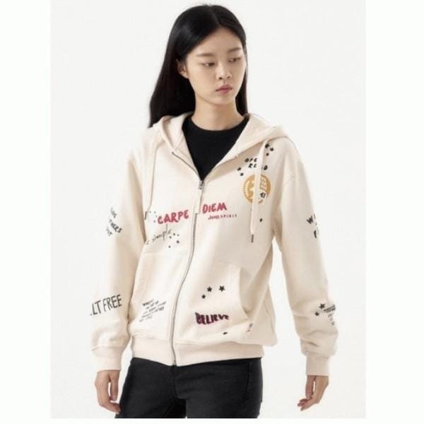 JEEP ジープ 男女共用 レタリングプリント 刺繍 フード付きジップアップ__A JM3TZU032__