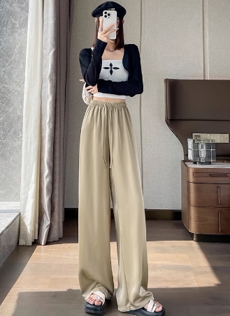 レディース パンツ ルームウェア ロングパンツ ワイドパンツ 丈長 ワイド ポケット ハイウエスト ウエストゴム 伸縮性 薄手 シンプル カジュアル おしゃれ こなれ感 ラフ マニッシュ クール