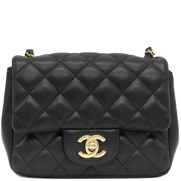 シャネル CHANEL ショルダーバッグ マトラッセ ミニクラシック ラムスキン ブラック ゴールド金具 黒 ココマーク チェーンショルダーバッグ ランダムシリアル 【箱】【中古】