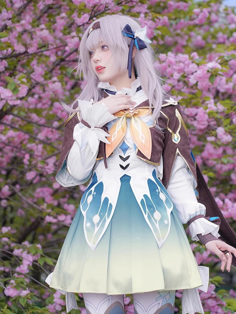 崩壊スターレイル ホタル 金属パーツ　ウィッグ　3Dプリント花の飾り　発光可能　戦闘服　スカート　豪華番　可愛い　学園祭　舞台衣装　変装 制服　礼服 コスプレ衣装　服　イベント　ハ