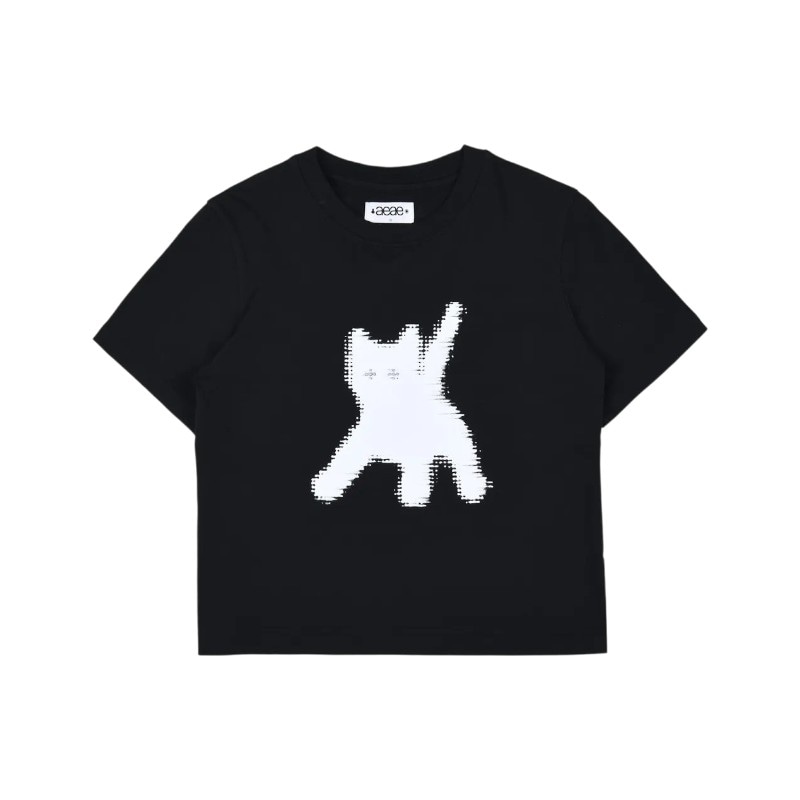フラッシュキャッツアイ クロップTシャツ [BLACK] 可愛い おしゃれ ディリーファッション ガーリールック Tシャツ 韓国ファッション 韓国ブランド