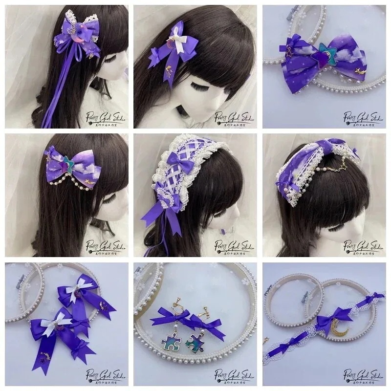 【送料無料】紫のロリータヘアアクセサリーロリータヘアピンKC雲の歌apZiyunリトルホワイトクラウドヘアアクセ