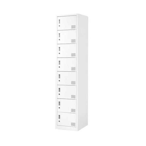 法人限定 Netforce FAC-S8-2-W-WH ホワイト 8人用スリムロッカー(シリンダー錠) メーカー直送