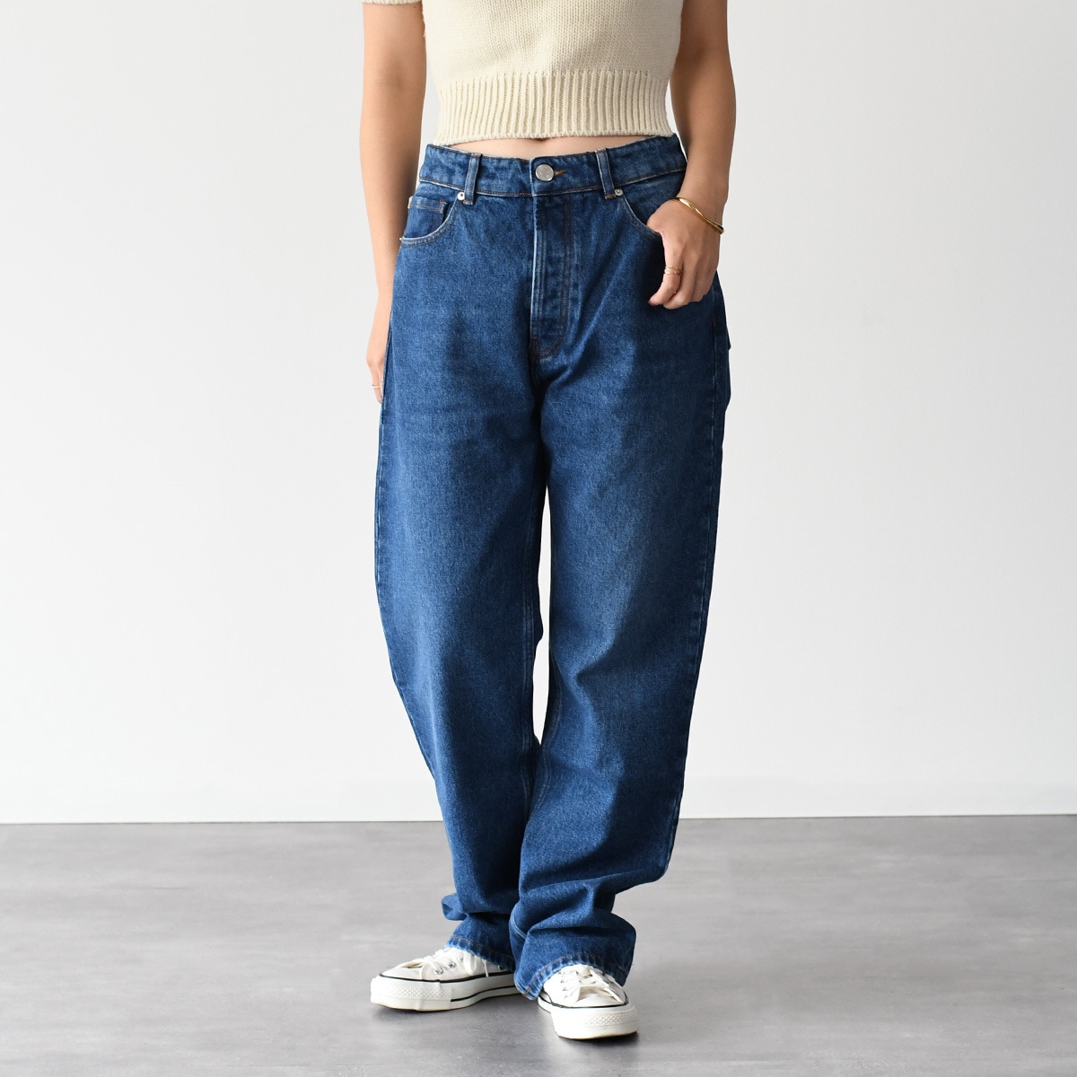 AMI ALEXANDRE MATTIUSSI アミ パリス デニム ボトムス ジーンズ ルーズフィット UTR440 DE0025 レディース インディゴ ストレートデニム