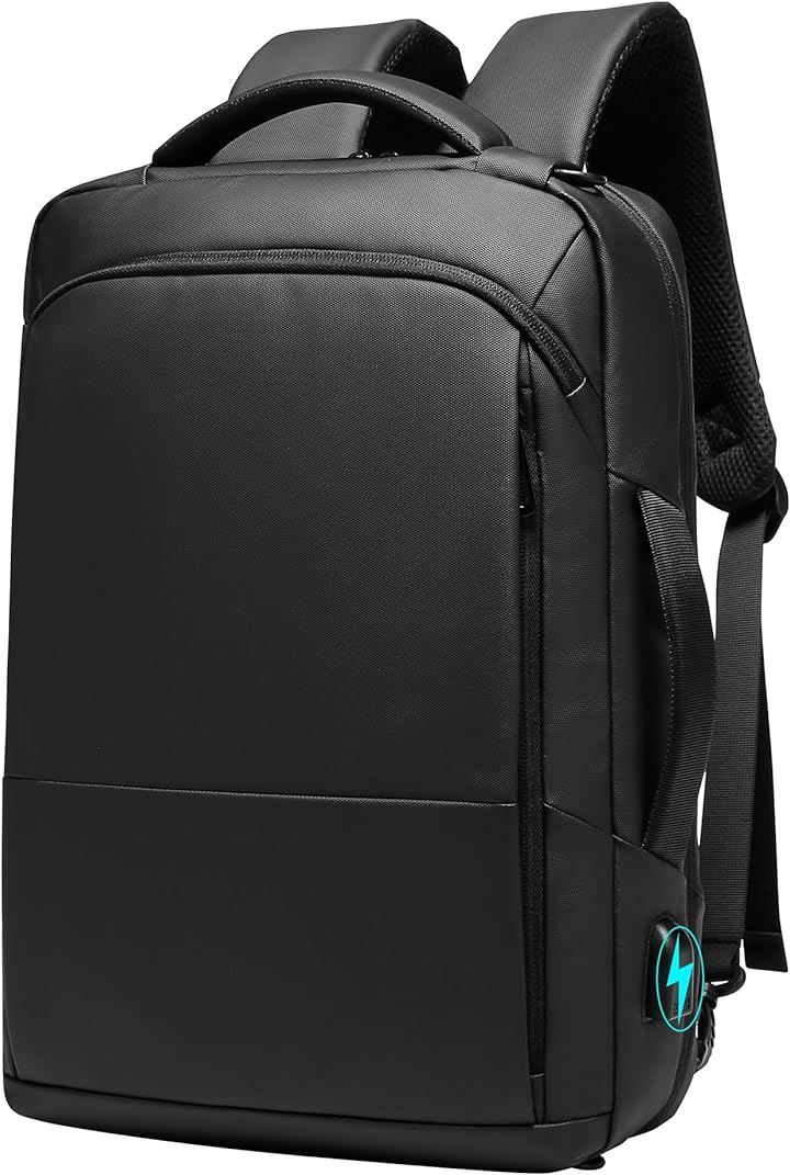 3WAY ビジネスリュック メンズ リュックサック バックパック ビジネスバッグ 肩掛け usbポート付 15.6インチ 薄型 撥水加工( 1.ブラック)