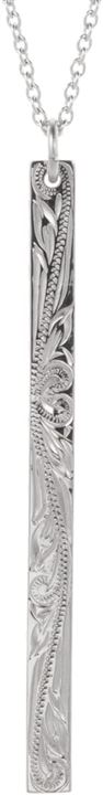 Piena ピエナサージカルステンレス316L ハワイアンジュエリー ロング バー 槌目 リバーシブル スクロール ネックレス シルバー 50cm(シルバー 50cm) 8,424円