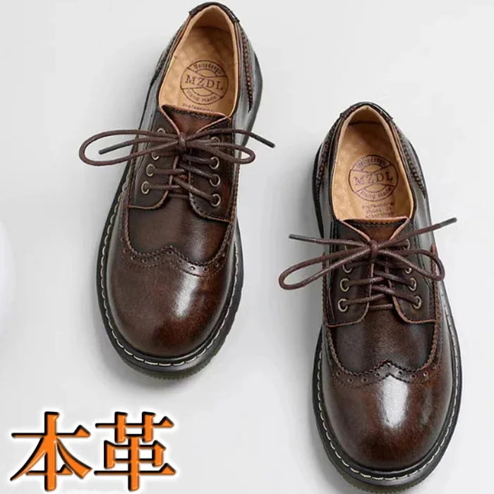 マニッシュシューズ レディース カジュアルシューズ 本革 ウィングチップ レースアップシューズ レトロ クラシック 紐靴 オックスフォード ブリティッシュ 厚底シューズ 25cm 25.5cm 通気性
