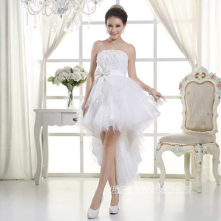 ウエディングドレス エンパイア 安い トレーンドレス 結婚式 前ミニ ウェディングドレス ロングドレス 花嫁 パーティードレス 披露宴 二次会 ブライダル-33