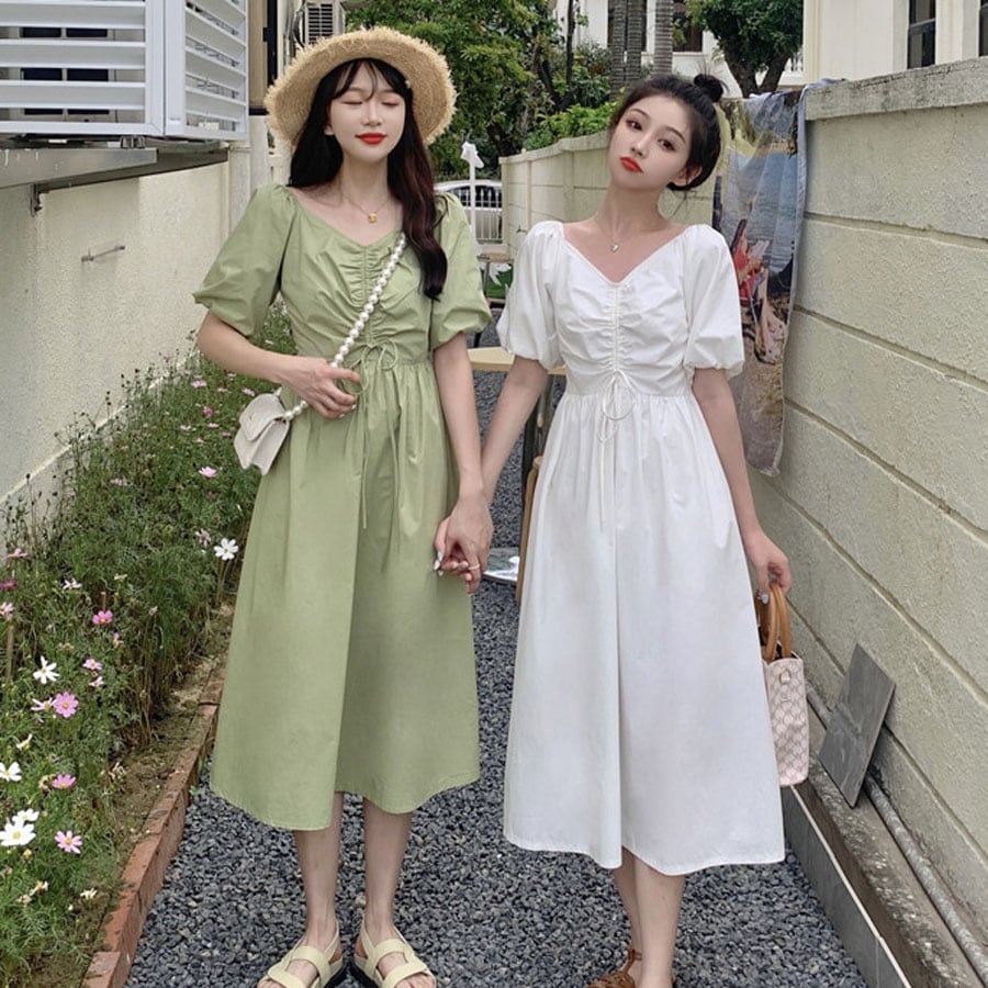 韓国ファッションフロントドロストワンピース夏服セクシー　韓国ワンピース 夏白 5,524円