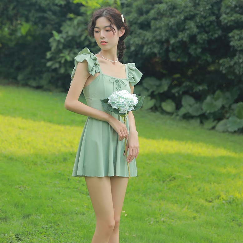 ワンピース水着 水着 スイムウェア ワンピース水着 ワンピース 体系カバー リボン ウエストマーク バックシャン バックコンシャス ハイウエスト かわいい 大人可愛い きれいめ シンプル カジュアル