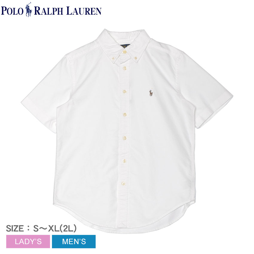 コットン オックスフォード ショートスリーブ シャツ 323886742 レディース メンズ トップス 無地 半袖 ポロ 刺繍 ワンポイント ボタンダウン ブランド ロゴ