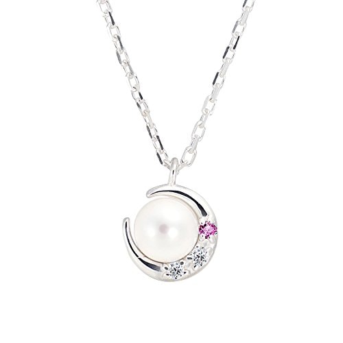 [未来天使] ネックレス レディース 本真珠 パール 三日月 シルバー 誕生石 1月 ロードライトガーネット MIP1181WEB_RG