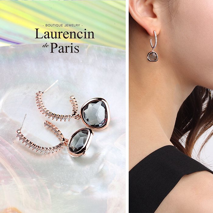 韓国/アクセサリー/ 女性らしい/キュービックガラスピアス /ピンク14KGP／ シルバーポスト