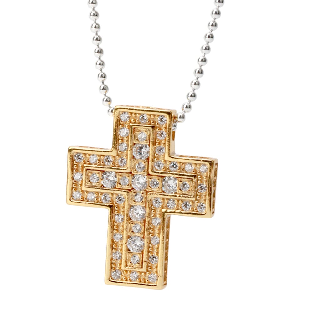 925 キラキラダブルクロスネックレス [ns102]