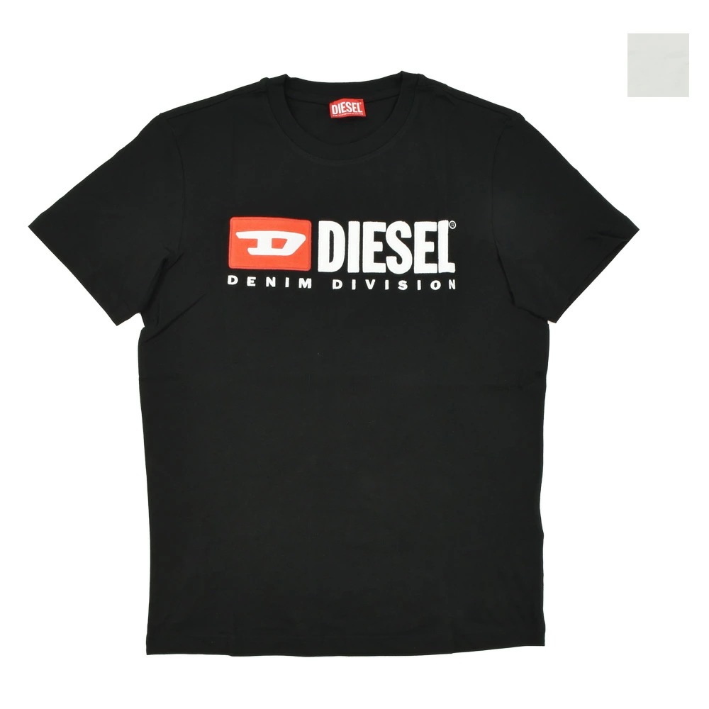 ディーゼル Tシャツ メンズ カットソー クルーネック 半袖 ロゴT ロゴ刺繍 ブラック ホワイト 黒 白 DIESEL T-DIEGOR-DIV[a03766aaxj]