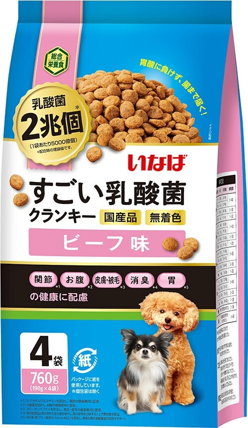 （まとめ買い）すごい乳酸菌クランキー ビーフ味 760g（190gx4袋） 犬用フード [x4]