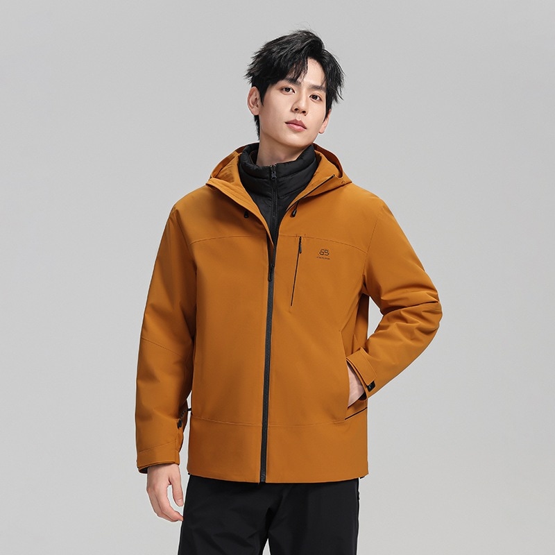 メンズ 3-in-1 90%グースダウンジャケット 取り外し可能なライナー付き 若々しいダウンジャケット メンズ アウトドア カジュアル ウィンドブレーカー 冬