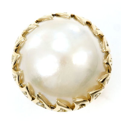 K10 10金 YG イエローゴールド リング 指輪 10号 マベパール(真珠