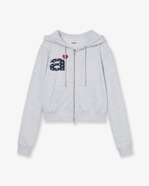 【AEAE】 DOT SMALL LETTER CROP HOOD ZIP UP [LIGHT GREY] 正規品