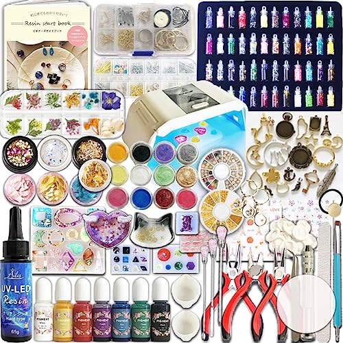 Ailes(エール) UV レジン アクセサリーキット uvレジン セット 厳選アイテムセット 必要な道具が揃ってる シャカシャカレジンも作れる (L)