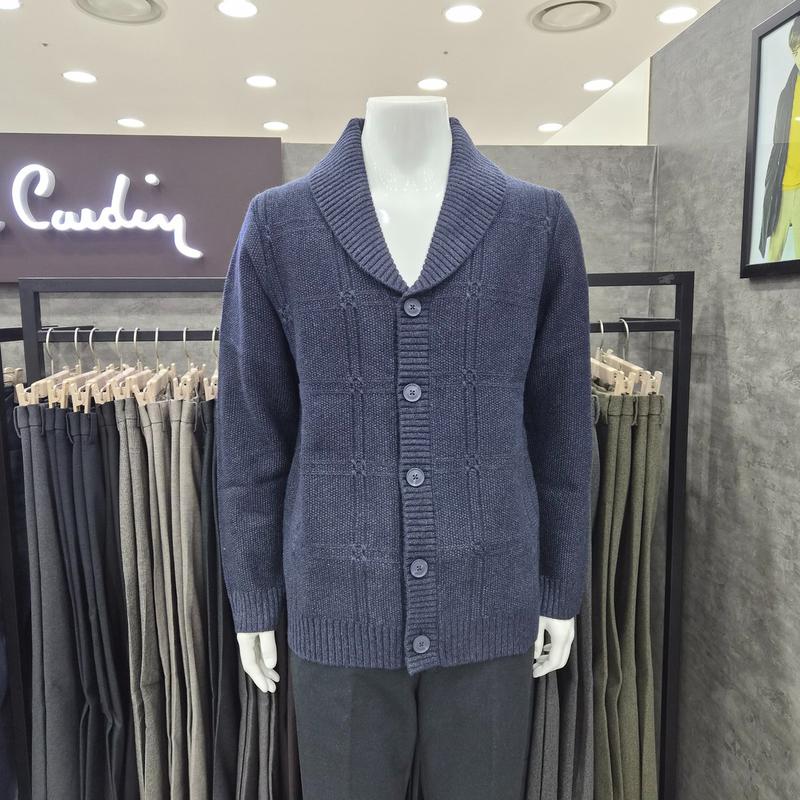 ショールカラーチェック変形カーディガンQKC4366-38