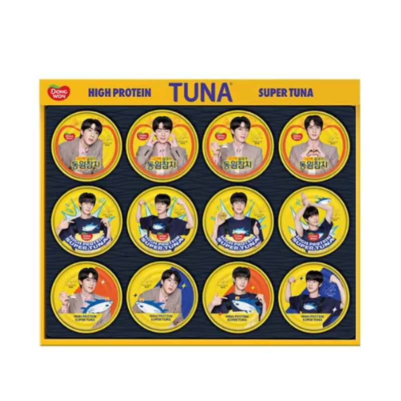 [BTS JIN] ドンウォンマグロ BTS ジーン スーパーマグロ エディション ギフトセット ( ライトスタンダード 135gx12缶 )+ スーパーシールステッカー 2種
