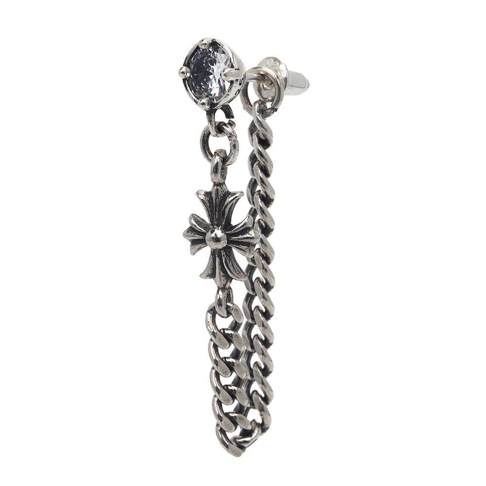 S925 クロス＆チェーンピアス [es352]