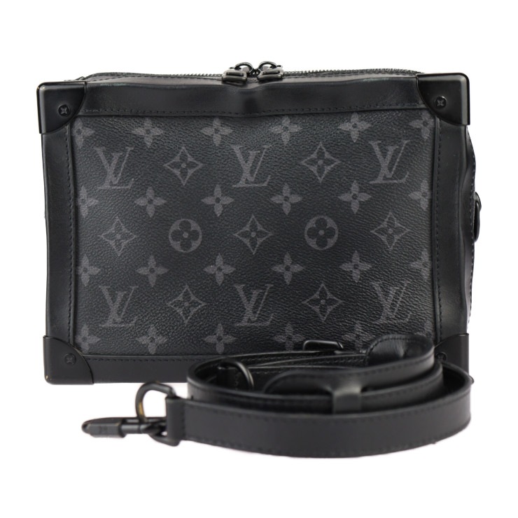 LOUIS VUITTON ルイ ヴィトン ショルダーバッグ M44730 ソフトトランク モノグラムエクリプス PVC レザー ブラック ビトン 本物保証 中古