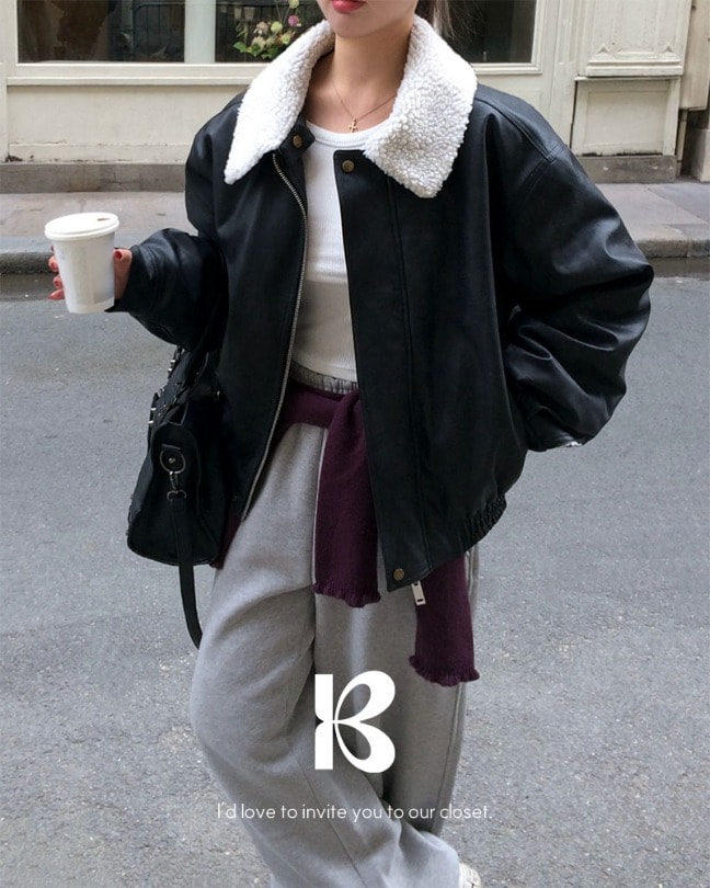 ペンタ レザー羊毛ムートンジャンパー jp1191