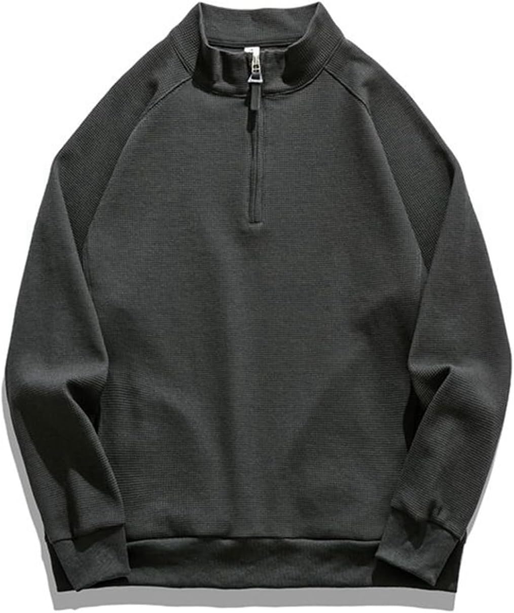 フルオーバー ハーフジップ 長袖 無地 トレーナー チェック メンズ パーカー トレーナー 丸首 ロンt 秋 春 汗染み 柔らかい肌触り 快適 薄い手 きれいめ シンプル 通学 ランニング ウォーキン